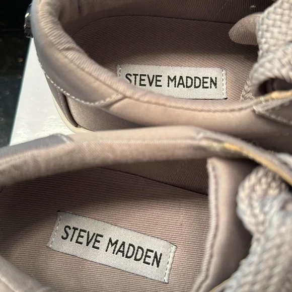 Steve Madden Beige/Taupe Platform Sneakers - Picture 3 of 6